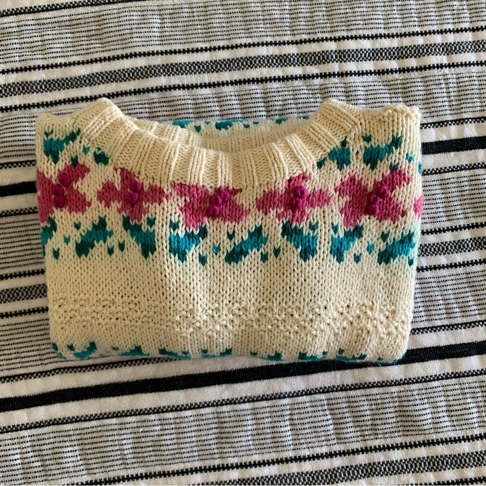 L.L. Bean Fair Isle Cable Knit Sweater - Picture 2 of 12